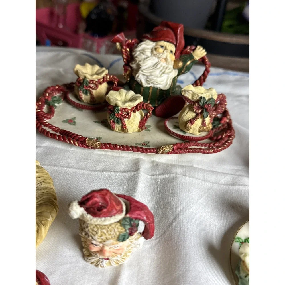 Wongs International Trading Inc Miniature Santa Claus Tea Set Holiday Decor 3pc
